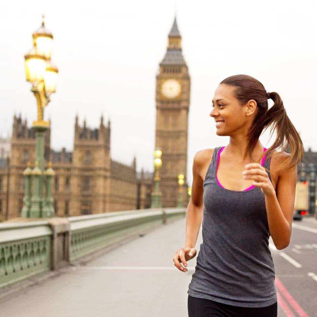 Woman running in London